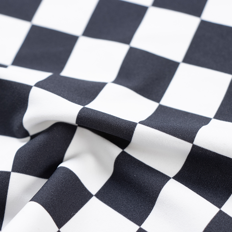 Black and White Checkered Pattern Poyester Fabric