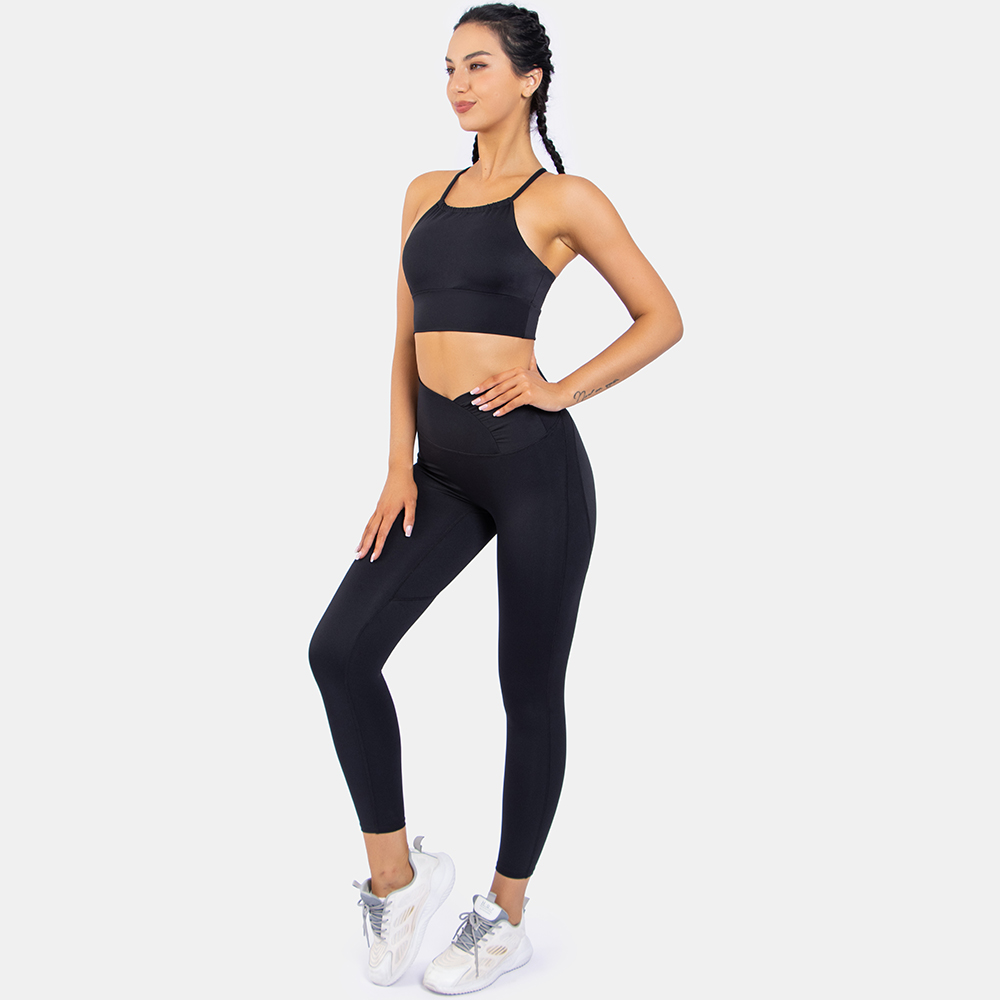 Womens Workout Sets Adjustable Straps Sports Bras and High Waist Leggings Sets