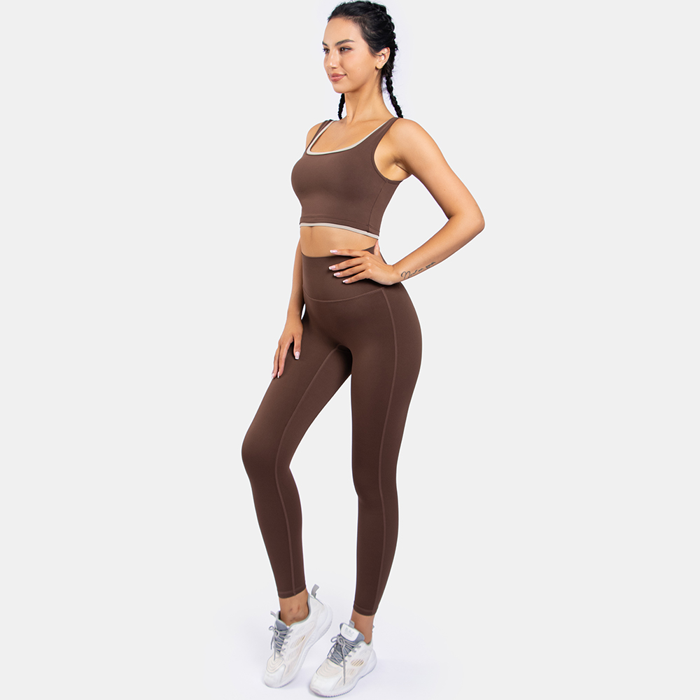 Womens Workout Sets Two Piece Cross Back Tank Top Matching High Waist Leggings Sets Gym Outfits Work Out Clothes